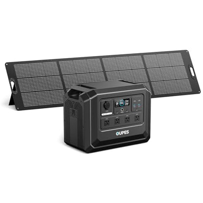 OUPES 2000W Solar Generator Kit Mega 1 Lite with 240W Solar Panel, 1024Wh LiFePO4 Power Station, 46 Min Wall Fast Charge, 140W PD, High-Efficiency Solar Power System for RV, Van Life, Overlanding - style: MG1 Lite+240W Panel