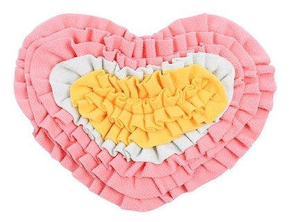 Ferret Cats Snuffle Mat Fleece Foraging Mats Interactive Feeding Toy Small Animal Rabbit Guinea Pig Rat Hamster Anti Slip Treat Dispenser Slow Feeder (Heart) - color: Heart
