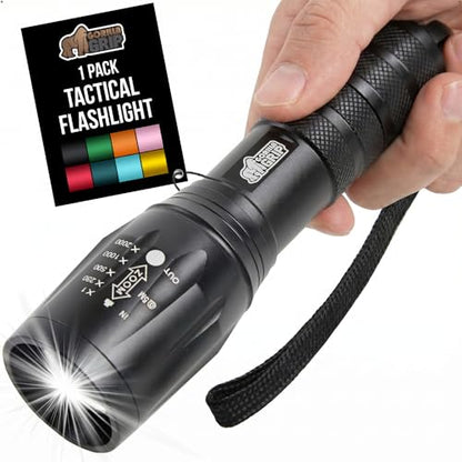 GORILLA GRIP Powerful LED Tactical Flashlight, 750 FT High Lumens 5 Adjustable Modes, Water Resistant, Ultra Bright Zoom Flashlights, Small Mini Flash Light, Camping, Night Dog Walking, Black - color: Black