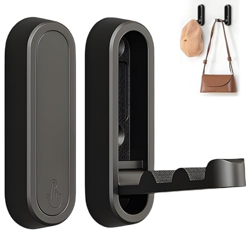 2Pcs Foldable Wall Hooks, Zinc Alloy Folding Hook Black, Heavy Duty Folding Coat Hooks Wall Mounted for Hanging Coat Towels Bags Keys (Black, 2 Pack) - color: Black, size: 2 Pack