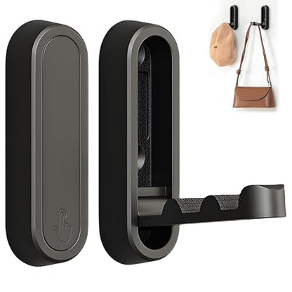 2Pcs Foldable Wall Hooks, Zinc Alloy Folding Hook Black, Heavy Duty Folding Coat Hooks Wall Mounted for Hanging Coat Towels Bags Keys (Black, 2 Pack) - color: Black, size: 2 Pack