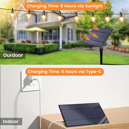 OHLUX 30FT Solar String Lights Outdoor, Waterproof Solar Patio Lights with Remote, 17 Shatterproof LED Filament G40 Globe Bulbs, 2200K Soft White, Dimmable Outside Hanging Light for Backyard Deck - size: 35FT