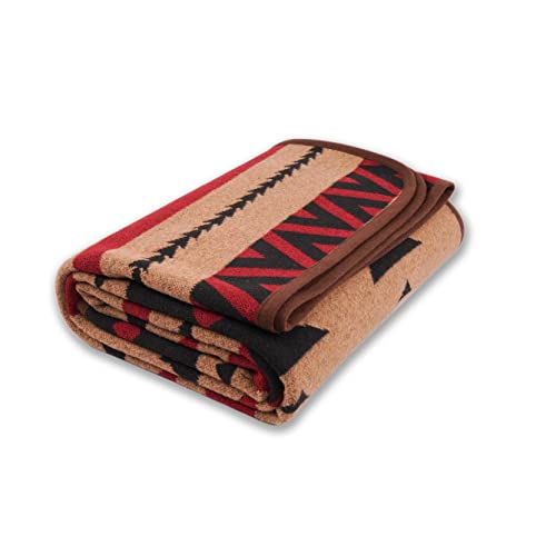 PuTian Merino Wool Blanket - 51" x 63" Thick Warm Soft Washable Twin Throw - Great for Bed Couch Camping Outdoor Pets Travel, Khaki - color: Kaki Flame, size: 63x51