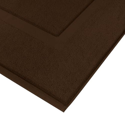 Utopia Towels Cotton Banded Rug, Bath Mats, Not a Bathroom Rug, 21 by 34 Inches, 100% Ring Spun Cotton, Highly Absorbent Shower Bathroom Floor Mat,Dark Brown, 2 Pack - color: Brown