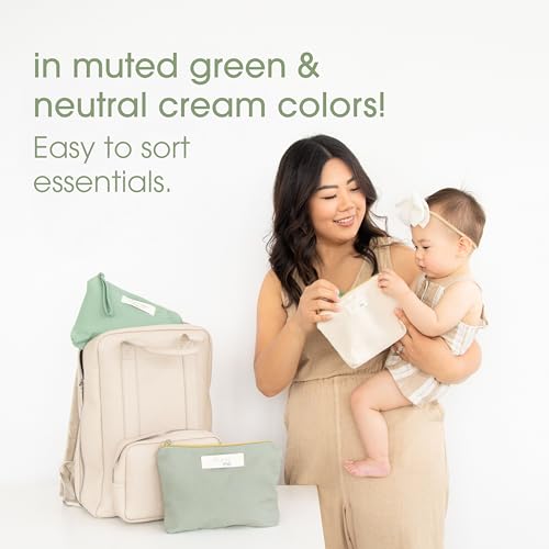 Pearhead Mommy and Baby Things Pouch Set, Canvas Zipper Organizer Bags for Diaper Bag and Travel, Cosmetic and Makeup Bag for Mom - color: Baby Travel Pouch Set
