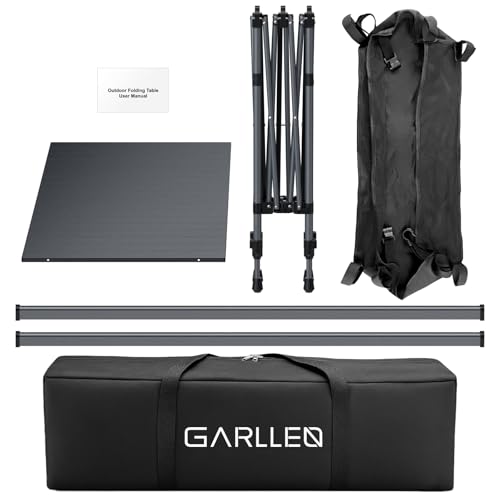 GARLLEN Folding Table for Camping, 2 Adjustable Height Portable Roll-up Picnic Table with Storage Net, Lightweight Aluminum Outdoor Table with Carrying Bag for Camping, BBQ, Beach, 39"L x 20"W - size: Tabletop Size: 39.3"L x 19.6"W