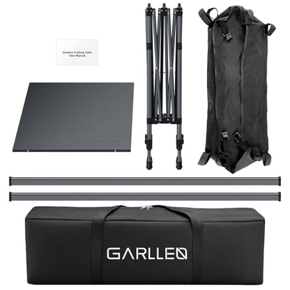 GARLLEN Folding Table for Camping, 2 Adjustable Height Portable Roll-up Picnic Table with Storage Net, Lightweight Aluminum Outdoor Table with Carrying Bag for Camping, BBQ, Beach, 39"L x 20"W - size: Tabletop Size: 39.3"L x 19.6"W