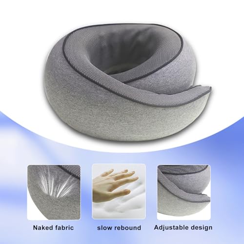 Cloud Sleep Travel Pillow｜360° Adjustable Neck Pillow for Airplane & Office｜NASA Memory Foam｜Free Eye Mask & Earplugs (Grey) - color: Grey