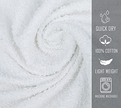 White Bath Towels (Pack of 12, 22x44 Inches) - Economy, Lightweight, Quick Drying - Bulk Sets for Commercial Uses, Gym, Salon, Spa & Hair - color: White, size: Bath Towel - Pack of 12 - 22x44