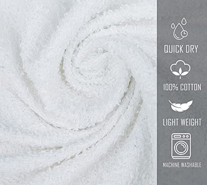White Bath Towels (Pack of 12, 22x44 Inches) - Economy, Lightweight, Quick Drying - Bulk Sets for Commercial Uses, Gym, Salon, Spa & Hair - color: White, size: Bath Towel - Pack of 12 - 22x44