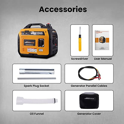 maXpeedingrods 2300W Portable Inverter Generator,40lbs,Gas Powered,Quiet Generator,Backup Power Supply for Outdoor Camping RV Ready,EPA/ISO Compliant - style: MXR2300+Gas+CO Sensor