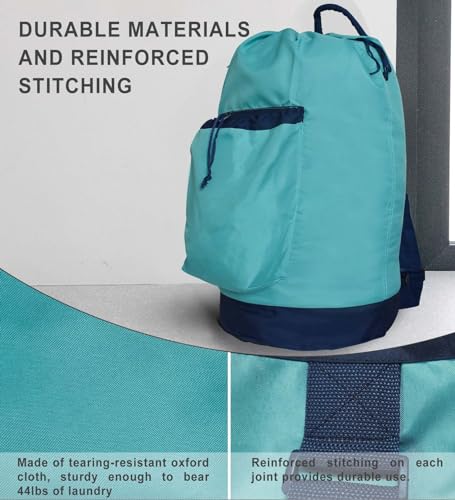 VividPaw Laundry Bag Extra Large Heavy Duty, Laundry Backpack for College students, Travel Laundry Bags with Adjustable Strap, Dirty Clothes Hamper, College Dorm Room Essentials (Blue) - color: Blue