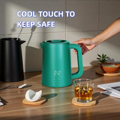 650ml Small Portable Travel Electric Kettle Little Hot Water Boiler | 6 Temperature Control,800W Dual Voltage 110-240V,304 Stainless Steel,12H Keep Warm