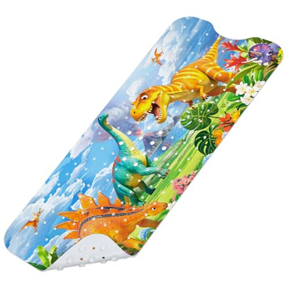 Baby Bath Mat for Tub, Non Slip Kids Bath Shower Mat, 40 X 16 Inch Large Bathtub Mat with Drain Holes and Suction Cups for Toddlers, Machine Washable and Waterproof (Dinosaur) - color: Dinosaur