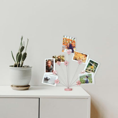 8-Branch Family Tree Picture Frame Holder, Card Photo Clips Holder Desk Stand for Memo Paper Note Photo Christmas Wedding Card Display (Cherry Blossoms) - style: Blossoms