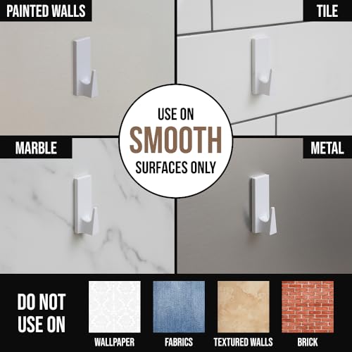 GORILLA GRIP Heavy Duty Reusable Wall Hooks for Hanging, Easy Install Stick on Removable Adhesive Hook, No Nail Damage, Multisurface Use for Christmas Decorations, 2 Pack and 3 Strips, Plastic - size: 2 Pack (3 Strips)