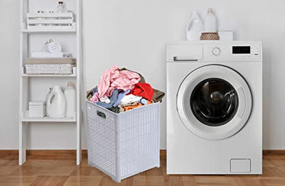 Eslite 42L Collapsible Plastic Laundry Baskets,Foldable Laundry Hamper,Pack of 2 (White) - color: White