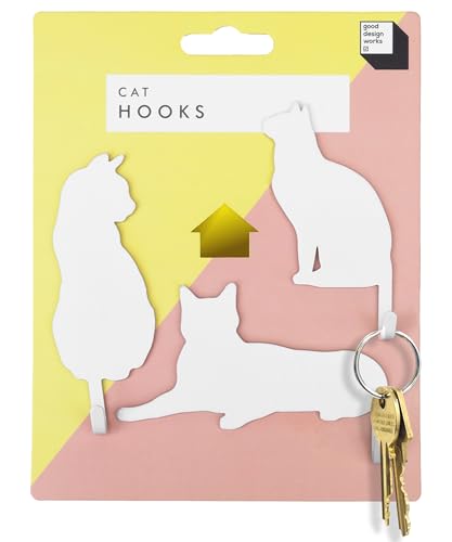 Suck UK Cat Hooks - Cat Keyholders - Novelty Gift for Pet Lovers - Decorative Metal Hangers for Keys Leashes Towels Pet Collars & Small Items - Multi Use Home Decor & Wall Hook Key Holder Organizer - color: Cat Hooks