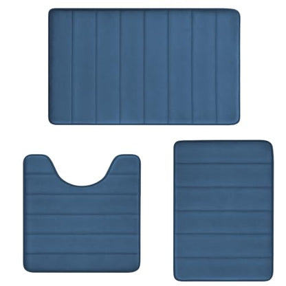 Memory Foam Bath Rug Set 3 Piece Non-Slip Mats,Absorbent Shaggy Super Soft U-Shaped Toilet Rug,Bathroom Carpets for Tub,Shower,Blue - color: Mist Blue