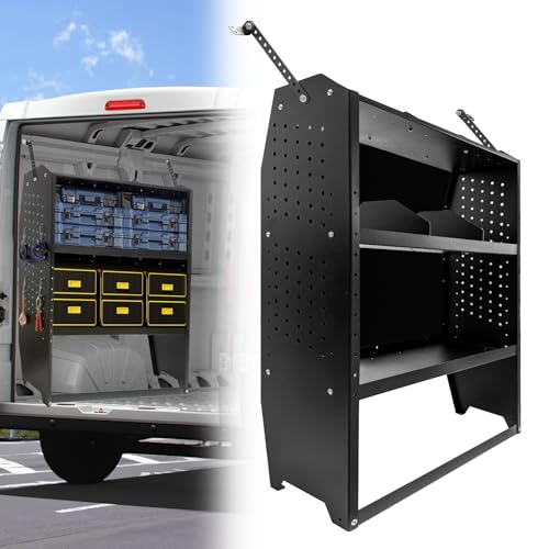 Cargo Van Shelving Steel Storage System Fit for Transit Connect 2014+, Chevy City Express, Promaster City, NV200, Steel Cargo Van Shelves 42" W x 43" H x 13" D - size: 42" W x 43" H x 13" D