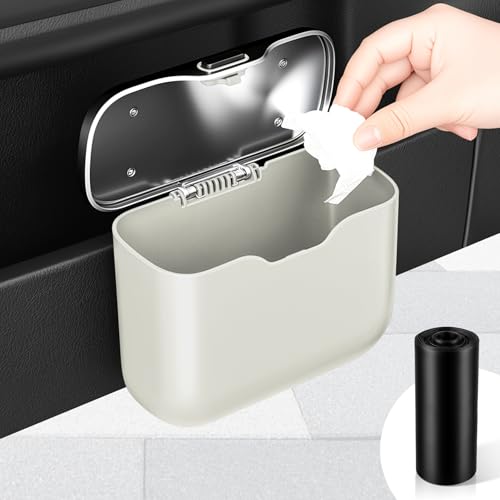 UYYE Car Trash Can, Car Garbage Bin with Lid & Handle - Leak-Proof Mini Trash Can for Car, Truck, SUV - Essential Car Accessories for Organization (White) - color: White