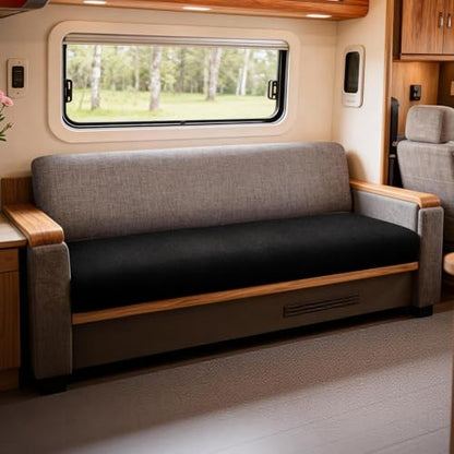 Waterproof RV Dinette Cushion Covers - Stretch Fabric Camper Seat Slipcover Replacement, Washable RV Couch Cover Designed for Camper Car Bench (Sofa 1 Bench Cover, Black) - color: Black, size: Sofa 1 Bench Cover