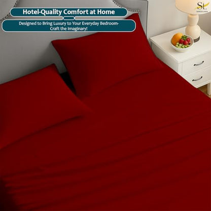 Shreem Linen Full Sheet Set - 4 Piece Ultra Soft Brushed Microfiber Bed Sheets - 15" Deep Pockets, Wrinkle-Free & Breathable for a Secure Fit Sheets & Pillowcases (Full, Burgundy) - color: Burgundy, size: Full