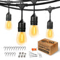 150 FT Outdoor String Lights for Outside Black with 48pcs Replaceable S14 Edison Lights 2200K, Weatherproof for Patio Pergola Gazebo Backyard, 1-Pack, Hooks and Zip Ties Included, Connectable - size: 150 feet(1Pack)