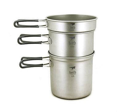 Keith Titanium Ti6014 3-Piece Pot and Pan Cook Set - 2400ml