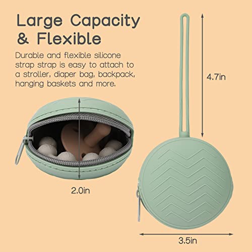 2 Pack Silicone Pacifier Holder Case, BPA-Free Silicone Pacifier Pouches for Baby Boys & Girls, Portable Case (Sage/Clay) - color: Sage,Clay