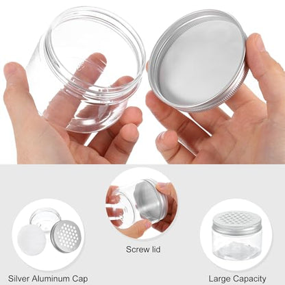 HARFINGTON 8 Pcs Empty Scent Beads Storage Container 4oz/120ml Air Freshener Tins Round Refillable Spice Containers Plastic Jars Sample for Travel Storage - size: 120ml