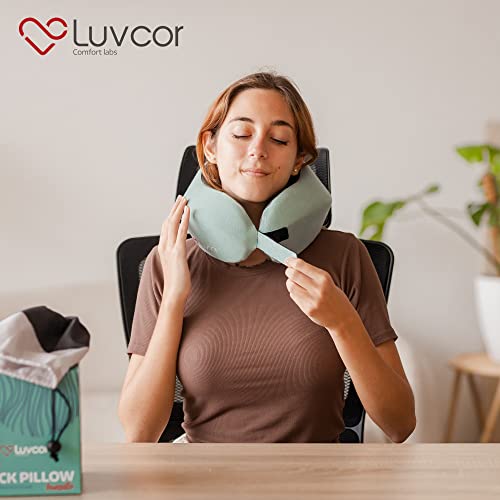 Premium Quality Memory Foam Travel Neck Pillow Bundle - Best Ergonomic Pillow for Airplane Travel, car Ride, Sleeping. Comes with Eye mask, earplugs and Storage Bag. (Imperial Green) - color: Imperial Green