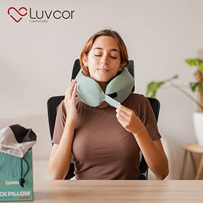 Premium Quality Memory Foam Travel Neck Pillow Bundle - Best Ergonomic Pillow for Airplane Travel, car Ride, Sleeping. Comes with Eye mask, earplugs and Storage Bag. (Imperial Green) - color: Imperial Green