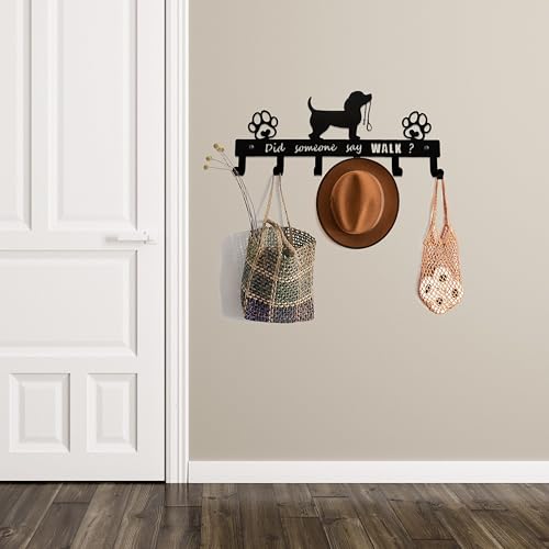 Dog Leash Holder for Wall, Key Holder Wall Mount with Did Someone Say Walk - Dog Stuff Storage Organizer Key Organizer Wall for Living-Room Entryway