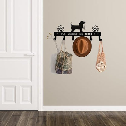 Dog Leash Holder for Wall, Key Holder Wall Mount with Did Someone Say Walk - Dog Stuff Storage Organizer Key Organizer Wall for Living-Room Entryway