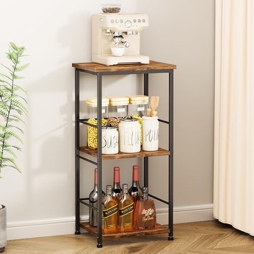 SWTYMIKI Coffee Bar Cabinet for Home - 3-Tier Sturdy Farmhouse Coffee Stand Station Multi-Purpose Buffet Sideboard - Kitchen Bar Table for Living Room, Corner, Small Space, Espresso - color: Espresso - Standard, style: Coffee Station