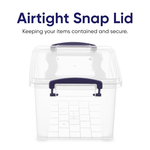 Superio Clear Plastic Storage Bin with Lid, 3.5 Qt, Non-Toxic, BPA Free, Odor Free, Organizer Storage Box, Stackable Plastic Tote for Home, Garage, School, and Office, X-Small - size: 9.75" x 6.6" x 4.75"