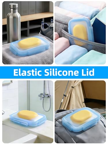 Travel Soap Case, Leakproof Silicone Bar Soap Travel Case, 4.7 * 3inches Compact Portable Holder Container for Traveling, Gym, Camping, Shower (Blue) - color: Blue