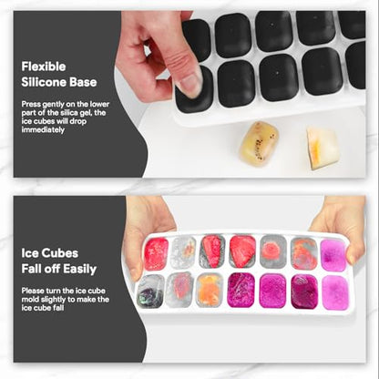 Ice Cube Trays 4 Pack, Airabc Silicone Ice Cube Trays with Removable Lid, Easy-Release Flexible 14-cube Ice Trays, LFGB Certified and BPA Free, Stackable Ice Trays with Covers for Cocktail, Freezer - color: Black