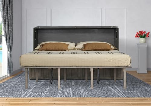 Mega Solutions Murphybedz Tuscany Murphy Cabinet Chest Bed with Charging Station 6 Inch (Galaxy Grey, King) - color: Galaxy Grey, size: King (U.S. Standard)