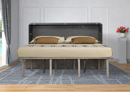 Mega Solutions Murphybedz Tuscany Murphy Cabinet Chest Bed with Charging Station 6 Inch (Galaxy Grey, King) - color: Galaxy Grey, size: King (U.S. Standard)