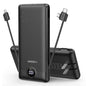 VEGER Portable Charger with Built-in AC Plug and Cables, All in One 10000mAh Ultra Slim Power Bank Travel Essentials, USB C External Battery Pack Compatible with iPhone, Samsung, Android, Black - color: A Black