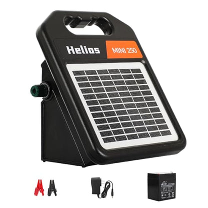 Andmon MINI250 Solar Electric Fence Charger with Day or Night Mode, 0.25Joule Portable Solar Fence Charger - size: MINI250-Rear switch