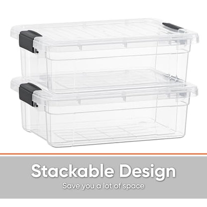 Superio Clear Plastic Storage Bins with Lid, 4.5 Quart Box, Organizing Containers, Stackable Plastic Tote for Home, Garage, Dorm, School, and Office - size: 4.5 Qt