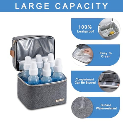 Breastmilk Cooler Bag with Ice Pack Fits 6 Baby Bottles up to 9 Ounce, Breast Milk Pump Cooler Bag with Shoulder Strap for Nursing Mom Daycare, Work, Travel- Dark Grey - color: Deep Grey