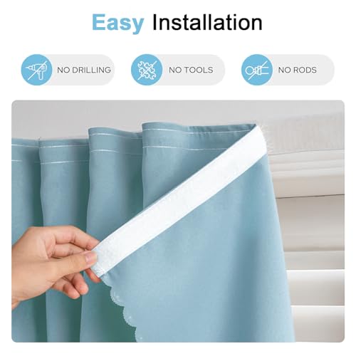 Self Adhesive Curtains - No Drilling, No Rod, Easy to Install Blackout Curtains for Window Blinds,Bedroom(Lake Blue 35 * 59in-1P) - color: Lake Blue, size: 35"W x 59"L (Pack of 1)