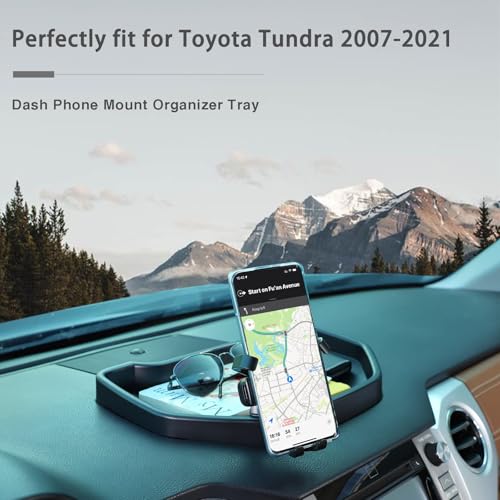 Black ABS Car Center Console Dash Table Storage Tray Fit for Toyota Tundra 2014-2021 Instrument Organizer Vertical Placement Phone Holder Cradle Accessories(with Mobile Phone Holder(B)) - style: With Mobile Phone Holder(B)