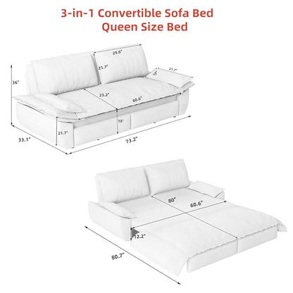 KEIKI 73.2" Queen Sleeper Sofa Bed, 3-in-1 Convertible Pull Out Couch with Chaise Lounge, Modern Velvet Futon Loveseat, Compact Sofa Bed for Small Apartment Studio Living Room Space Saving Furniture - color: Matte Black, size: 73.2 Inch Queen