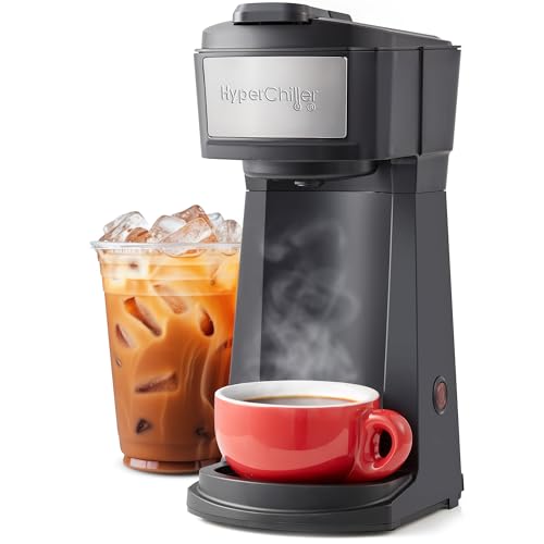 Elite Gourmet HyperChiller EHC210N Iced/Hot Coffee Maker, K-Cup or Coffee Grounds, 8, 10 or 12oz Pours, Removable K-Cup Holder and Reusable Mesh Filter, Drip tray, Black/Stainless-Steel - color: Black, size: 12 ounce