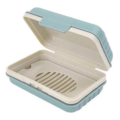 Leakproof Travel Soap Case with Lid and Removable Drain Tray - Portable Bar Soap Holder for Travel, Camping, Gym, Outdoor Use - Fits Most Standard Soaps - Made of Durable PP Plastic - color: Blue